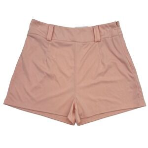 Womens Peach Pink Short Shorts Large Belt Loops Side Zip‎ Hot Pants Summer